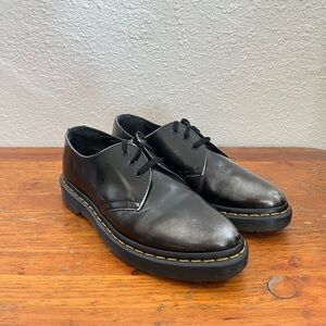 Dr Martens Black + Silver Oxford Shoe